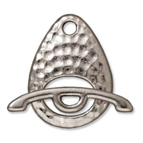 TierraCast White Bronze Hammered Ellipse Toggle Clasp (Qty: 1)