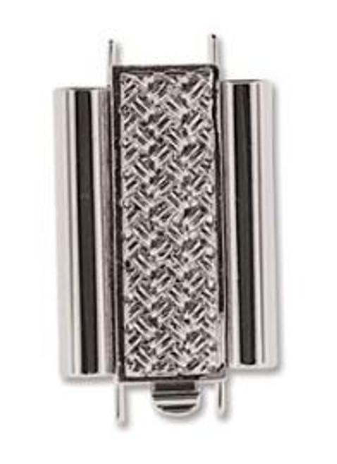 Elegant Elements BeadSlide Clasp, Cross Hatch, Silver-Plated, 18mm (Qty: 1)