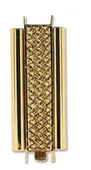 Elegant Elements BeadSlide Clasp, Cross Hatch, Gold-Plated, 29mm (Qty: 1)