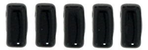 2-Hole Brick Beads, Jet (Qty: 25)