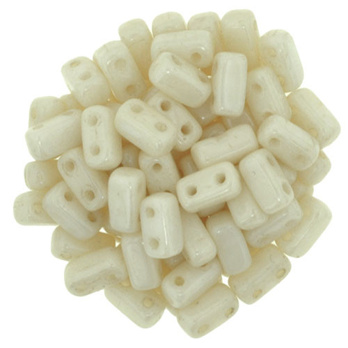 2-Hole Brick Beads, Opaque Champagne Luster (Qty: 25)