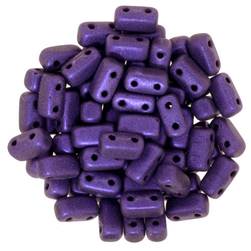 2-Hole Brick Beads, Purple Metallic Suede (Qty: 25)