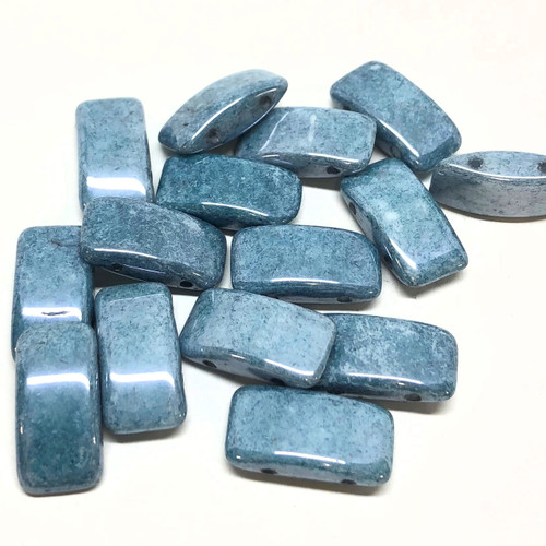 Carrier Beads, Czech Glass, 2-hole, Blue Luster (Qty: 15)