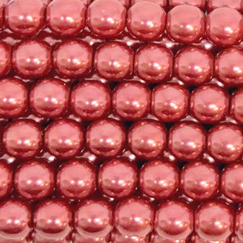 2mm Czech Glass Pearls, Light Warm Red (Qty: 50)