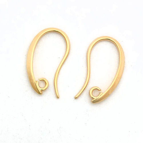 Ear Wires, Gold-Plated, 19x11mm (Qty: 1 pair)