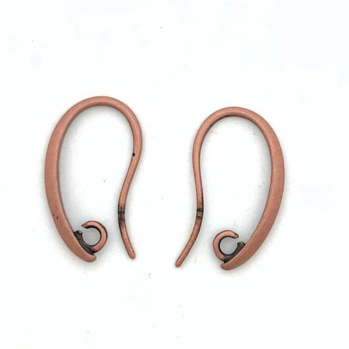 Ear Wires, Antique Copper, 19x11mm (Qty: 1 pair)