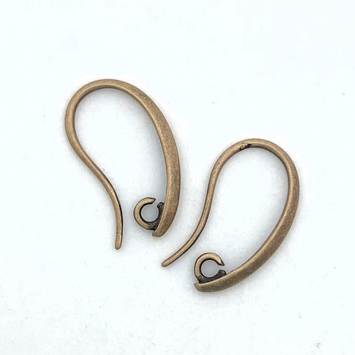 Ear Wires, Antique Brass, 19x11mm (Qty: 1 pair)