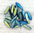 2-Hole Czech Glass Dagger Beads, Etched Jet Full AB (Qty: 25)