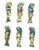 Mermaid Beads, White w/ Picasso Finish & Turquoise Wash, 5x25mm (Qty: 6)