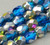 4mm Fire Polish, Aqua Dark Blue Transparent with Vitrail (Qty: 50)