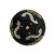 27mm Button, Black w/ Silver Swirls and Gold Center and Edging (Qty: 1)