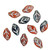 Czech Glass Leaf Beads, Copper and Grey with Silver Accents, 8 x 12mm (Qty: 43)
