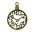 Clock Pendant, Brass-Plated Pewter (28.5 x 34.5mm) (Qty: 1)