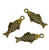 Fish Charms, Brass-Plated Pewter, 20 x 9mm (Qty: 3)