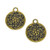 Round Mandala Charm, Brass-Plated Pewter, 18 x 22mm (Qty: 2)
