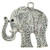 Large Elephant Pendant, Silver-Plated Pewter, 40 x 45mm (Qty: 1)