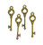Key Charms, Spades Suite, Brass-Plated Pewter (Qty: 4)