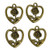 Heart with Rose Charm, Brass-Plated Pewter, 16 x 18mm (Qty: 4)
