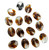 Flat Oval Glass Beads, Topaz/Crystal, 13.7 x 11.5mm (Qty: 15)