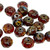 5 x 8mm Faceted Rondelles, Dark Oxblood & Cream Glass Mixture (Qty: 25)