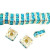 4.5mm Czech Crystal Squaredelles/Square Spacers, Aqua w/Silver (Qty: 12)