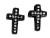 Cubic Zirconia (CZ) Micro Pave Cross Beads, 11x7mm, Black Finish (Qty: 2)