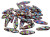 Dagger Beads, One-Hole, Givre' Purple/Crystal w/Full Sliperit Laser-Etched Pattern, 5x16mm (Qty: 25)