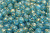 8mm Melon Beads, Dark Aqua w/Gold Splash (Qty: 15)