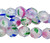 11mm Fire Polish Beads, Givre' Blue, Pink & Green in Crystal Crackle (Qty: 10)