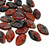 Cherry Leaf Beads, 2-Tone Black & Brick Red w/Travertine (44 Pcs)