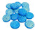14mm Arabesque Carved Coin Beads, Matte Dark Aqua 2ABX (15 Pcs)