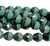 8mm Fire Polish Beads, Green/Black Color-Blocked Beads w/Travertine (Qty: 16)