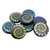 Laser-Etched Coin Beads, Etched Jet w/AB Ammonite Swirl, 17mm (Qty: 8)