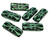 Flower Rectangle Beads, Jet w/Mint Green Wash, 20x8mm (Qty: 6)