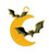Bats and Moon Charm, 25mm (Qty: 1) 