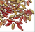 Fringe Dagger Beads, Cranberry w/Half Amber, 3x11mm (Qty: 50)