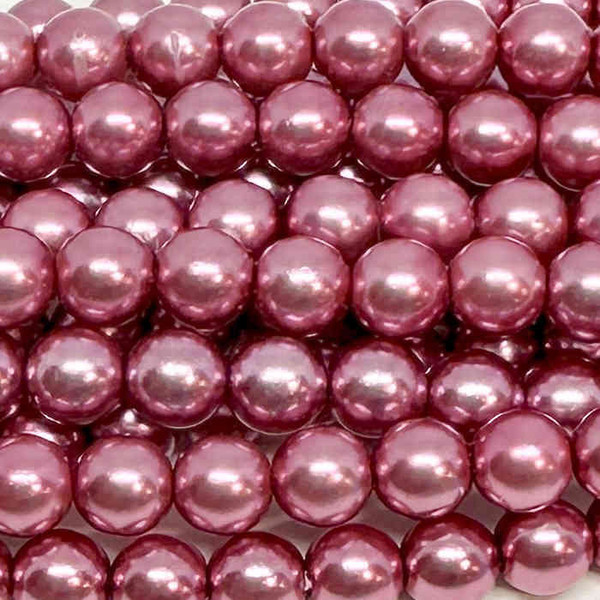 6mm Czech Glass Pearls, Light Mulberry (Qty: 25)