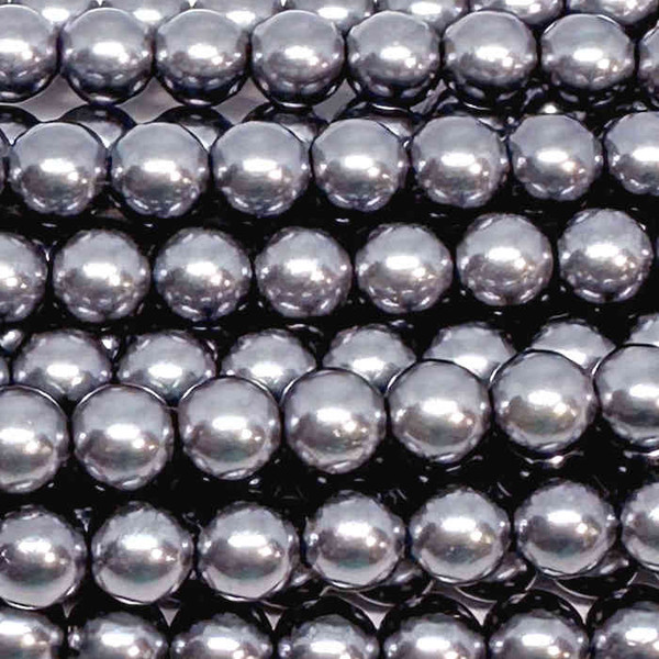 6mm Czech Glass Pearls, Dark Grey (Qty: 25)