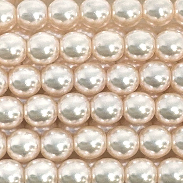 6mm Czech Glass Pearls, Pale Pink (Qty: 25)
