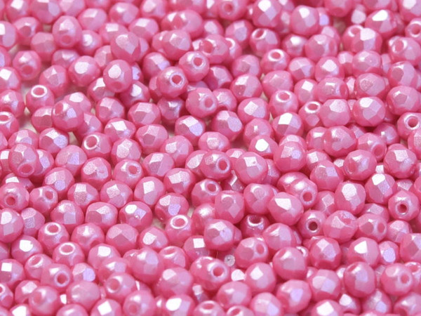 3mm Fire Polish, Pastel Pink (Qty: 50)