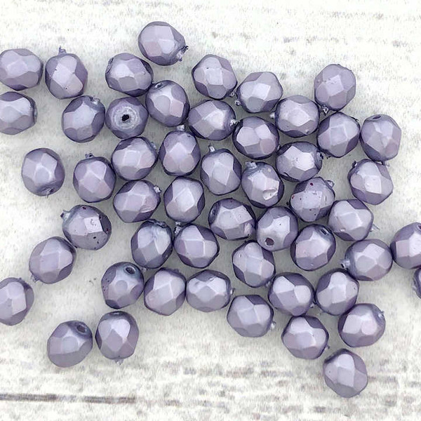 4mm Fire Polish, Lavender Metallic Suede (Qty: 50)