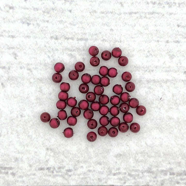 2mm Round Glass Beads Magenta Metallic Suede (Qty: 50)