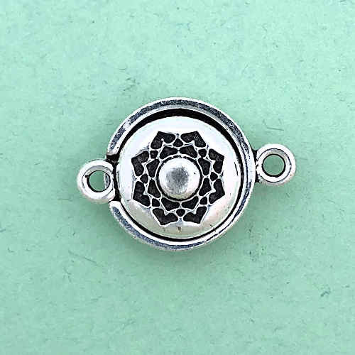 TierraCast Magnetic Clasp, Lotus, Antique Silver Plate (14mm) (Qty: 1)