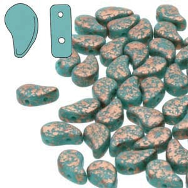 Paisley Duos, Turquoise Green Copper Splash (Qty: 30)