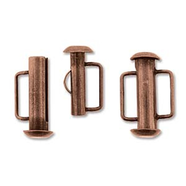 Slide Bar Clasp, Antique Copper - 16.5mm (.65 in.) (Qty: 1)