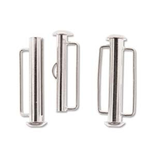 Slide Bar Clasp, Silver-Plated, 26.5mm (Qty: 1)