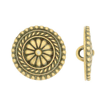 TierraCast Bali-Inspired Button,  Antiqued Gold Plate, 18mm (Qty: 1) Discontinued