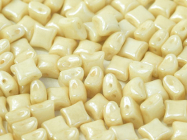 WibeDuo Beads, Chalk White Champagne Luster, 8 x 8mm (Qty: 25)