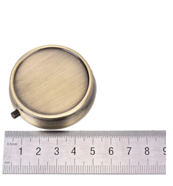 Bronze-Plated 50mm Round Pill Box for Les Perles par Puca patterns (Qty: 1)