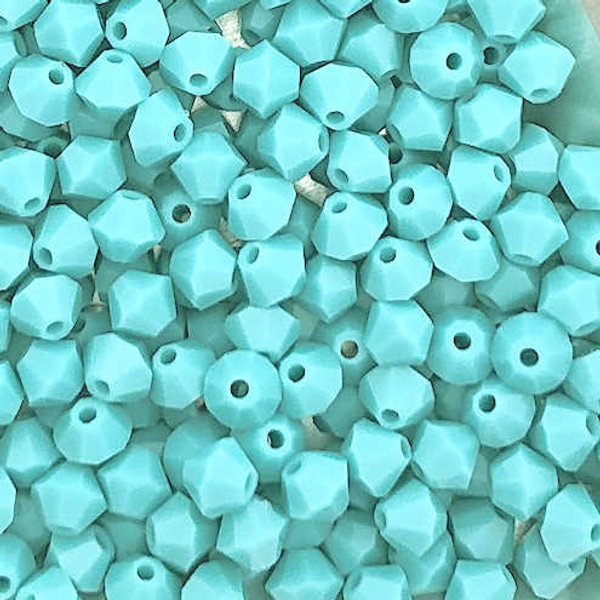 4mm Preciosa Bicones, Turquoise (Qty: 50)